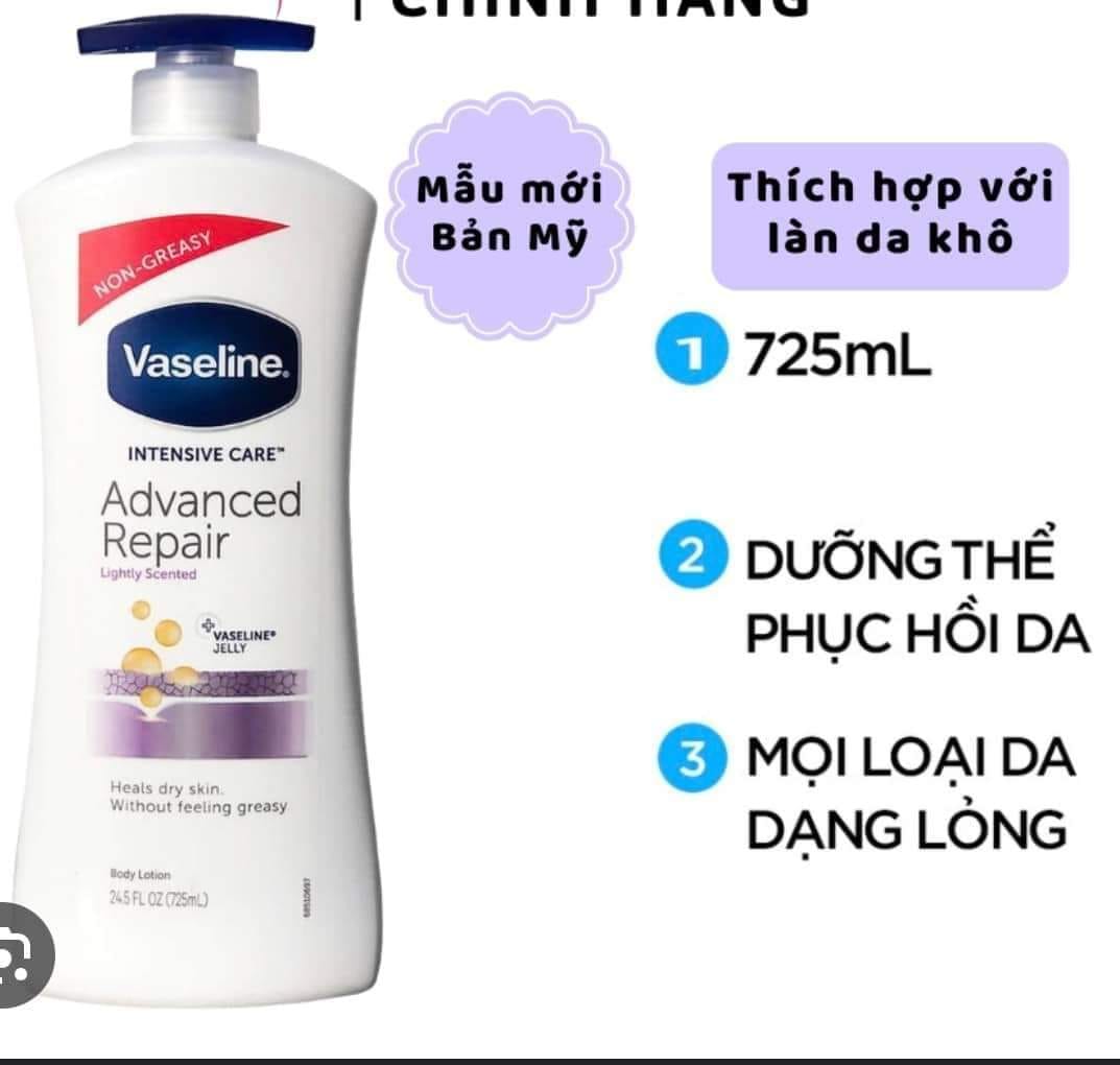 Sữa dưỡng thể không mùi Vaseline Advanced Repair (400ml)/ Vaseline